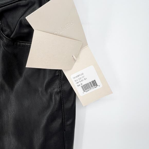 MOTHER NWT The Insider Flood Pants Women’s Size 24 Black Faux Leather - Picture 3 of 9